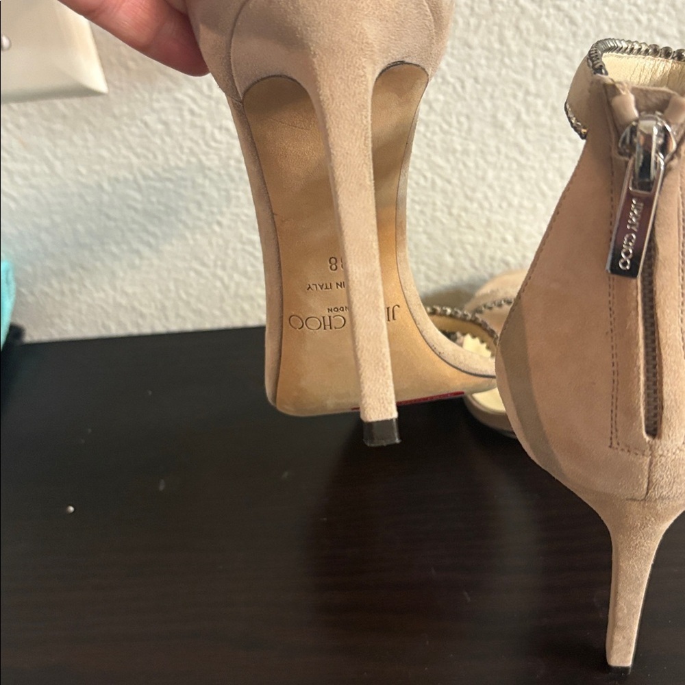 Jimmy Choo Nude Crystal-Embellished Heels - Picture 4 of 4